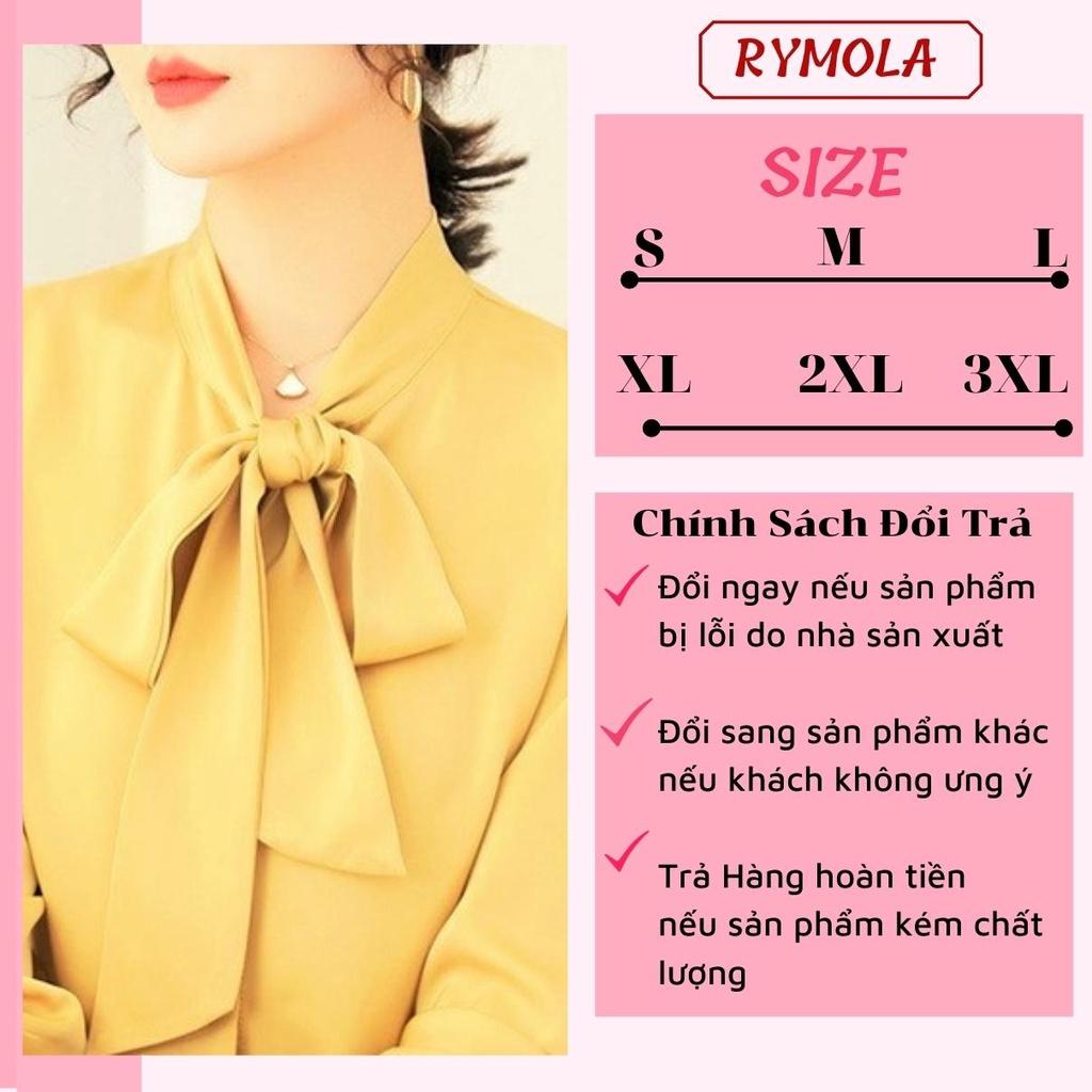 Áo Sơ Mi Kiểu Công Sở Đẹp MOLA Tay Dài Cổ Thắt Nơ Vàng Chất Lụa Cao Cấp From Rộng Hàn Quốc Ulzzang Vintage A1V