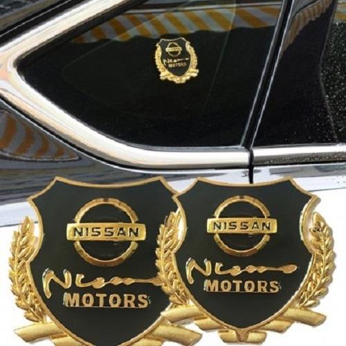 Bộ 2 Logo bông lúa nổi Nissan dán trang trí Ngoại thất ô tô