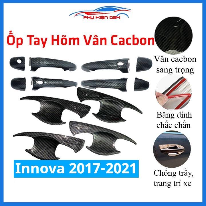 Ốp tay hõm Innova 2017-2018-2019-2020-2021 vân carbon, mạ crom chống trầy bảo vệ cửa xe ô tô