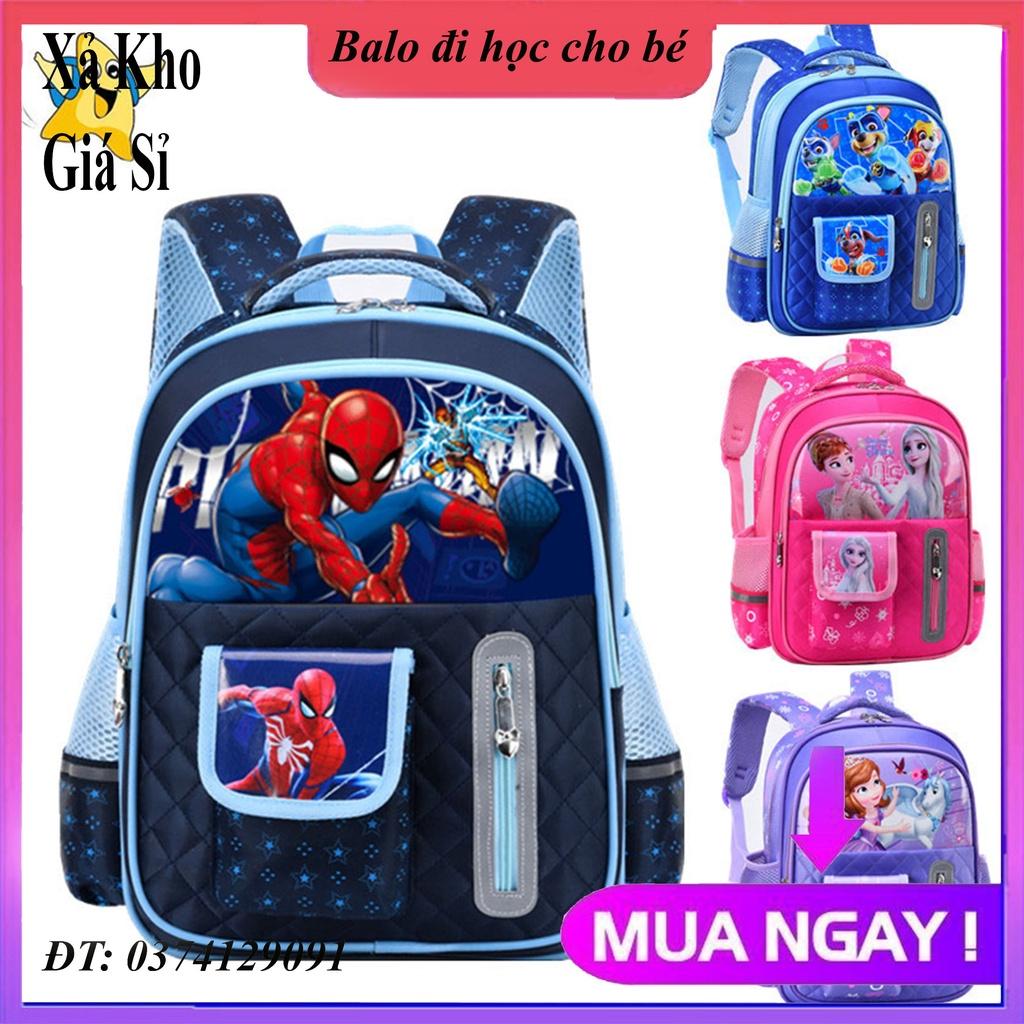 Balo tiểu học cho bé gái trai hình công chúa, người nhện, cặp sách học sinh dễ thương