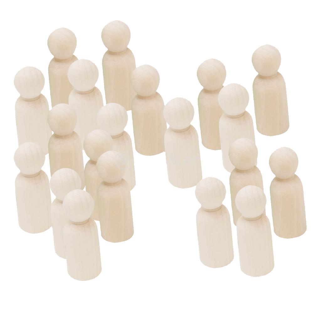 Set 20 Búp Bê Gỗ Màu Trơn Dùng Trang Trí Bánh Kem DIY