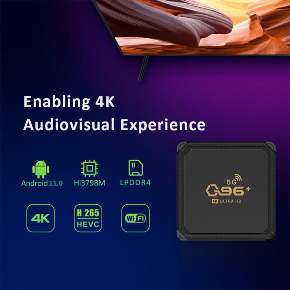 Android Box 11.0 Q96 Plus 5G Ram 8GB+128GB lõi tứ kết nối WIFI kép 2.4G 4K hỗ trợ HDR