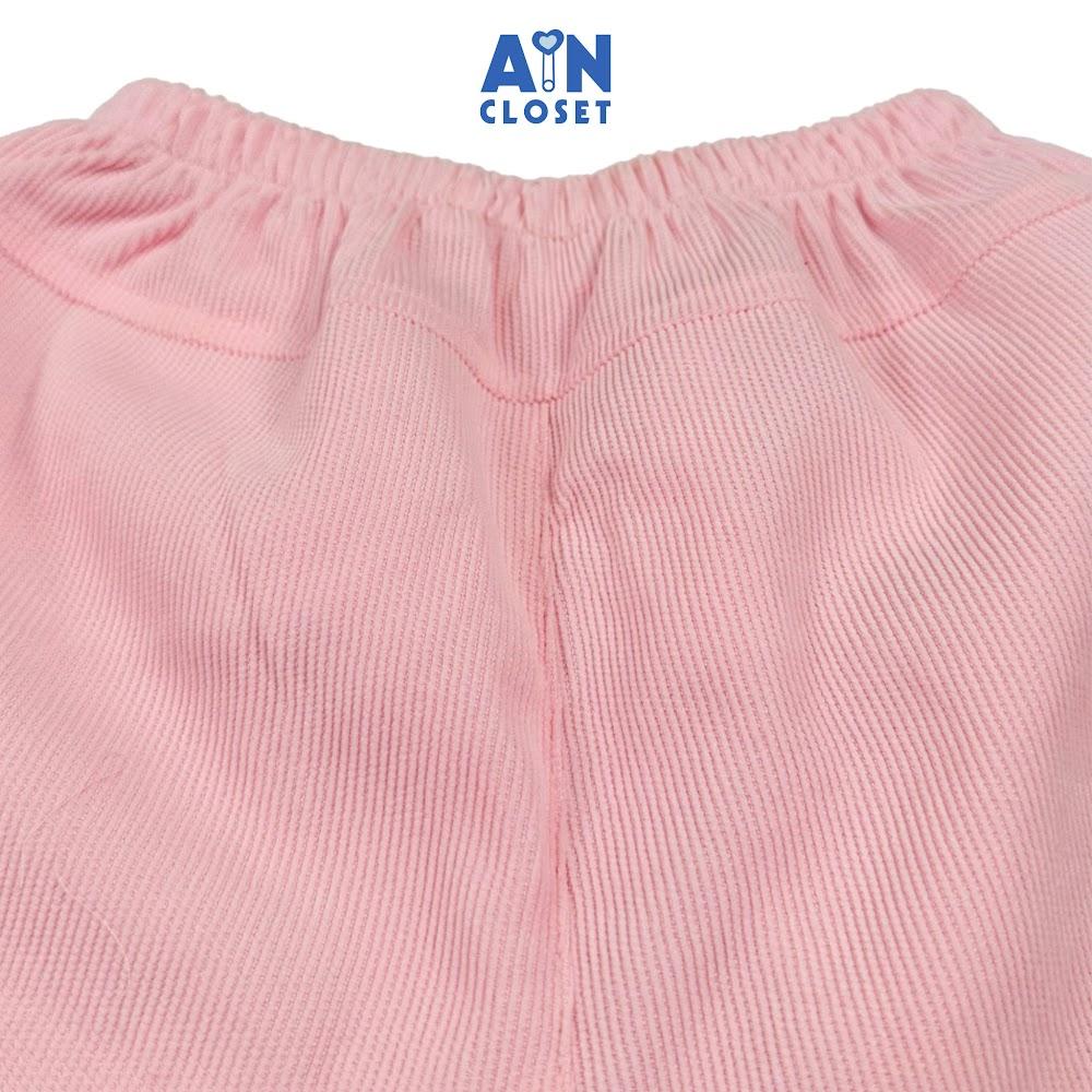 Quần Baggy Dài bé gái Hồng Trơn Nhung tăm. - AICDBG4PIGXM - AIN Closet