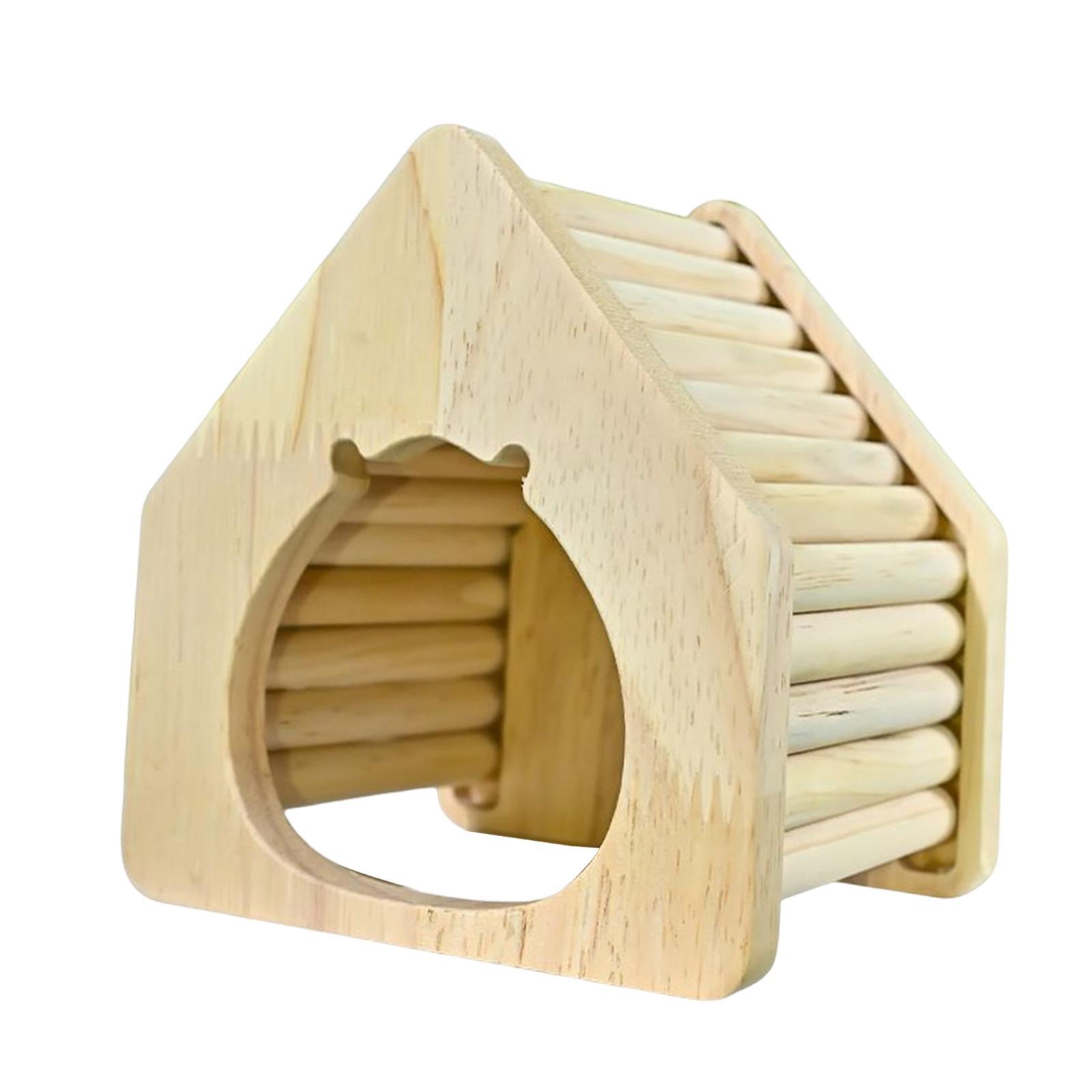 Wooden Hamster House Hideout, Playground Nest Box Hut, Furniture Climbing Toy for Chinchilla, Hedgehog, Gerbil, Rat, Ferret