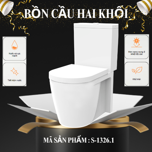 BỒN CẦU HAI KHỐI  CAO CẤP MÃ S-1326.1