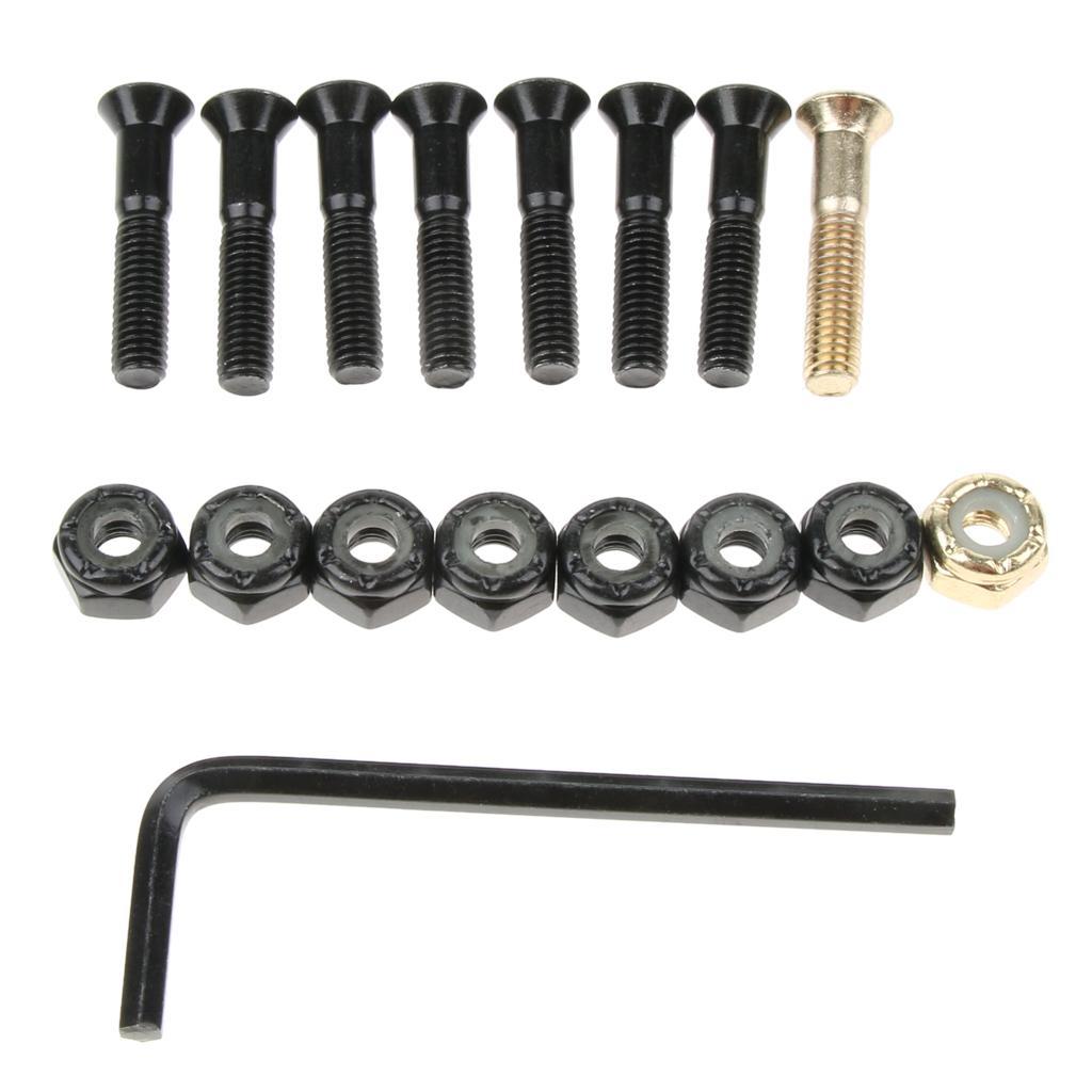 8Pcs Carbon Steel Longboard Skateboard Hardware Bolts with Hex Tool