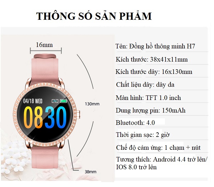 Đồng hồ theo dõi sức khỏe h7 (chống nước IP67