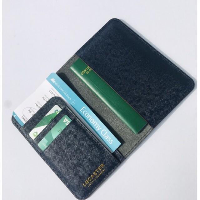 (da bò thật )ví đựng hộ chiếu -Lucaster -nhập khẩu -thời trang -phong cách LU-001 -BH 12tháng