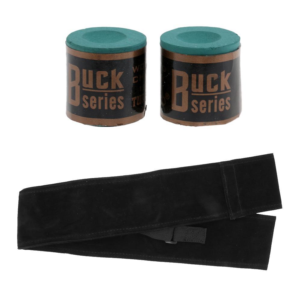 2 Blocks Billiard Chalk with Soft Snooker Cue Case Bag with Shoulder Strap for 1/2 American Pool Cue