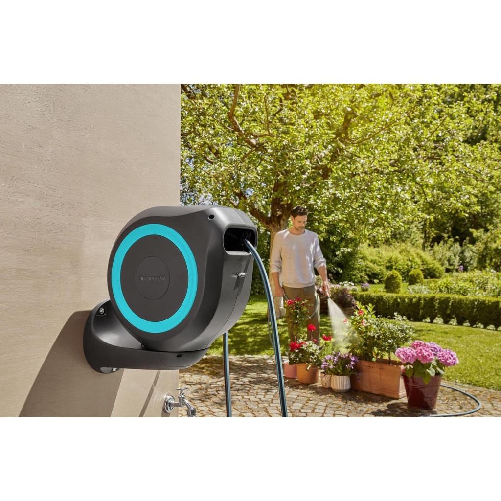 Bộ Vòi Tưới Cây Dây Cuốn Tự Động Gardena, Dài 20m, Có Gá Treo Tường, Có Thể Nối Dài Dây, Nhập Đức