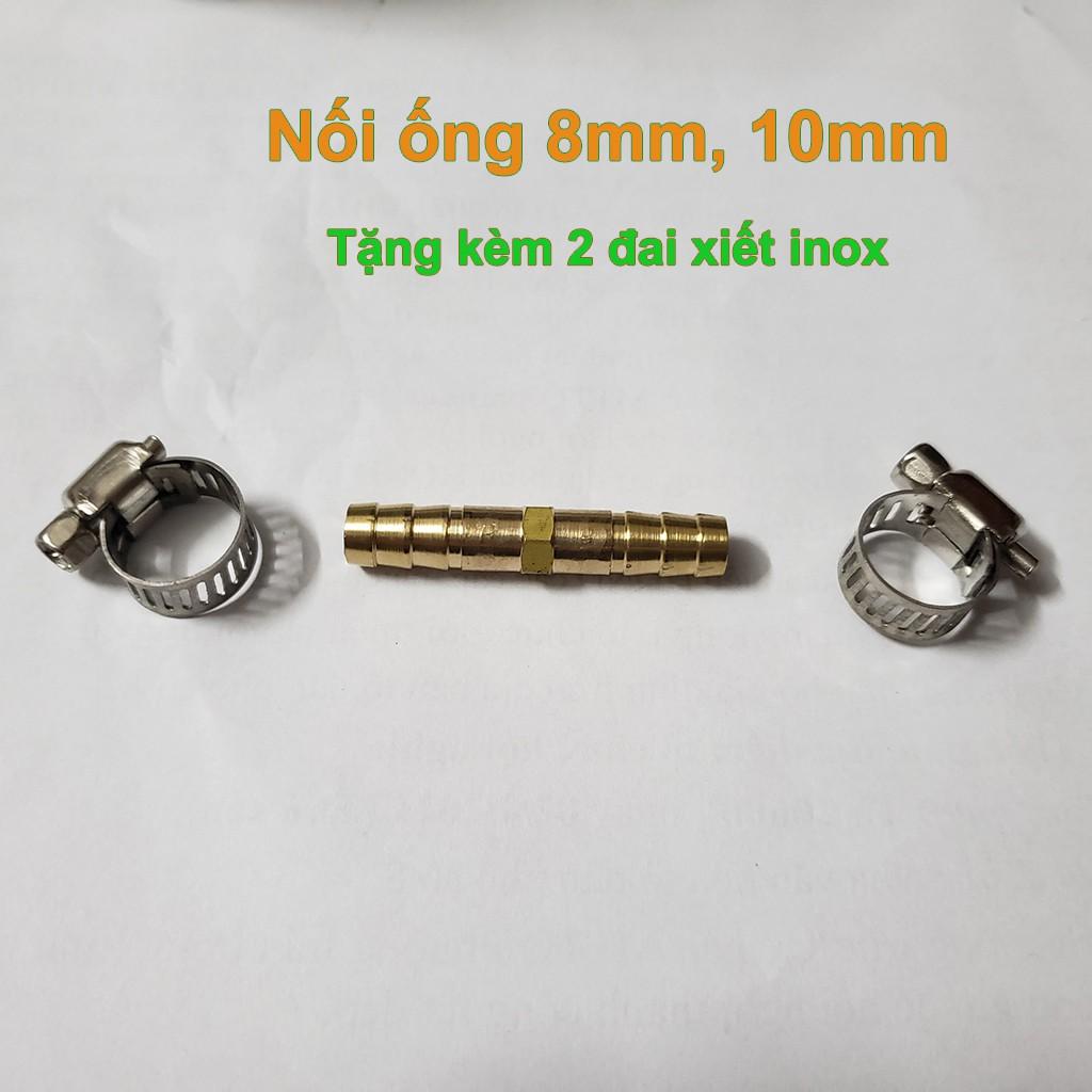 Nối dây ống mềm 8 ly, 10mm bằng đồng tặng kèm 2 đai xiết inox