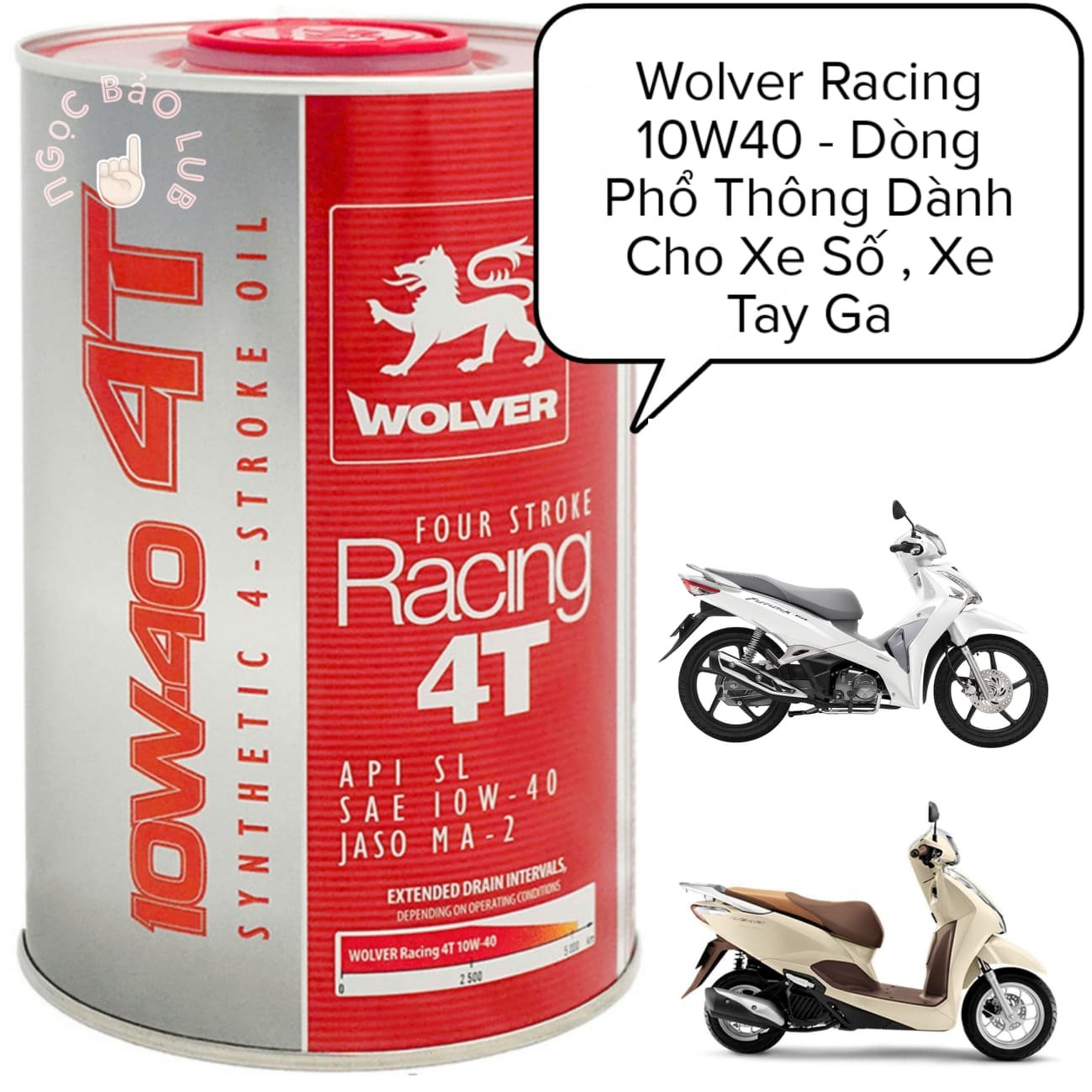 Nhớt tổng hợp WOLVER RACING 4T 10W-40 (1 Lít) - Sử dụng cho xe số, xe tay ga