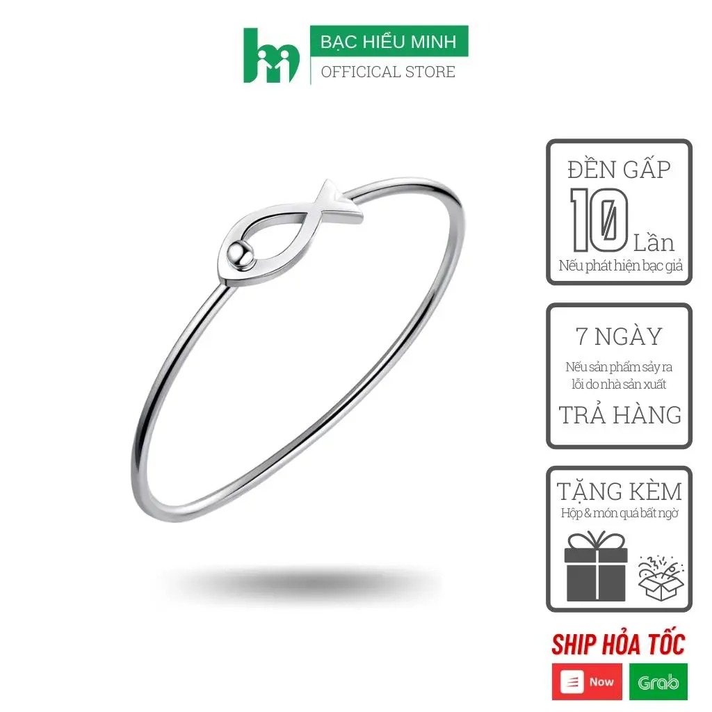 Lắc Tay Kiềng Nữ Bạc Hiểu Minh LTU360 con cá bạc ý