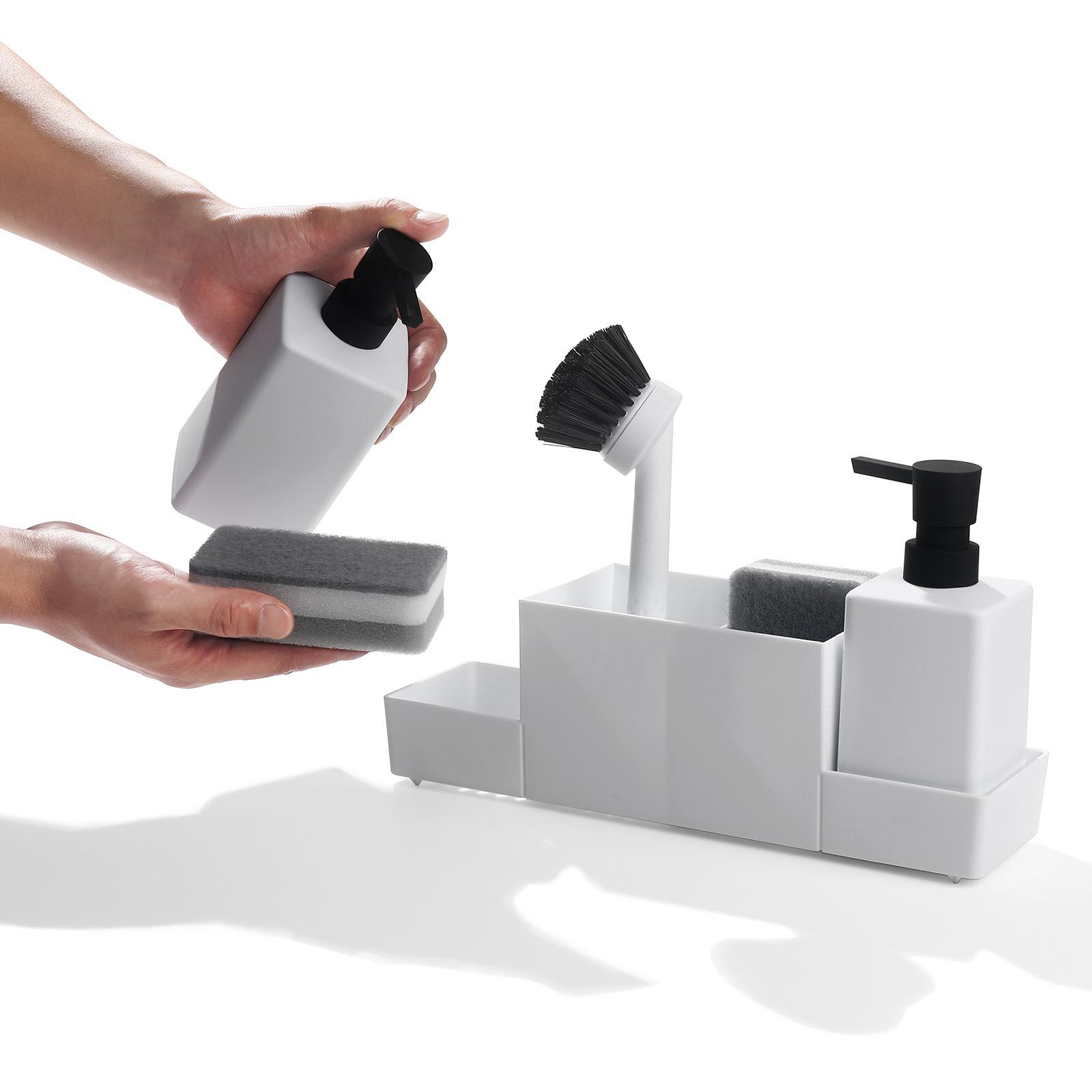 Countertop Soap Dispenser with Sponge Holder Caddy Organizer Holder Non Slip