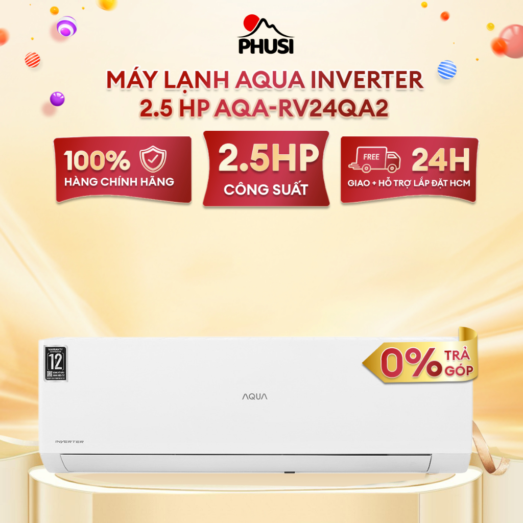 Máy lạnh AQUA Inverter 2.5 HP AQA-RV24QA2 - Hàng chính hãng - Giao HCM và 1 số tỉnh thành