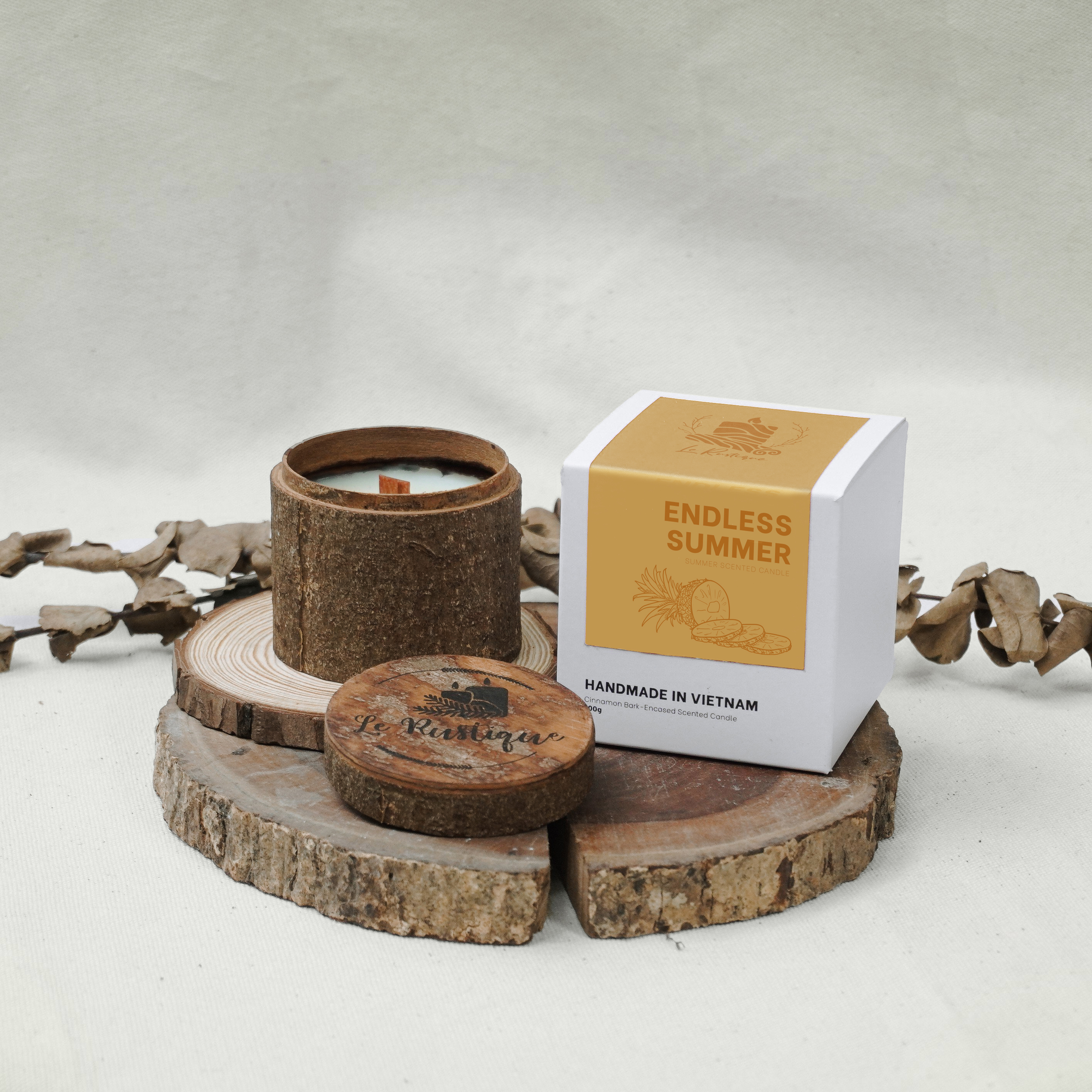 Nến Thơm Thủ Công Le Rustique Mùi Mùa Hè - 100g/ 200g - Hũ Nến Vỏ Quế Tự Nhiên - Nến Thơm Thư Giãn Trị Liệu - Nến Thơm Thiên Nhiên