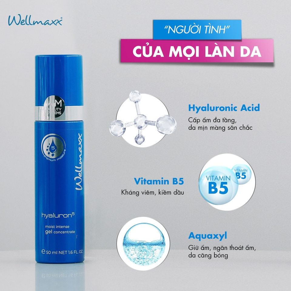 Gel Dưỡng Ẩm Phục Hồi Da Wellmaxx Hyaluron HA B5 Hyaluron5 Moist Intense Gel Concentrate