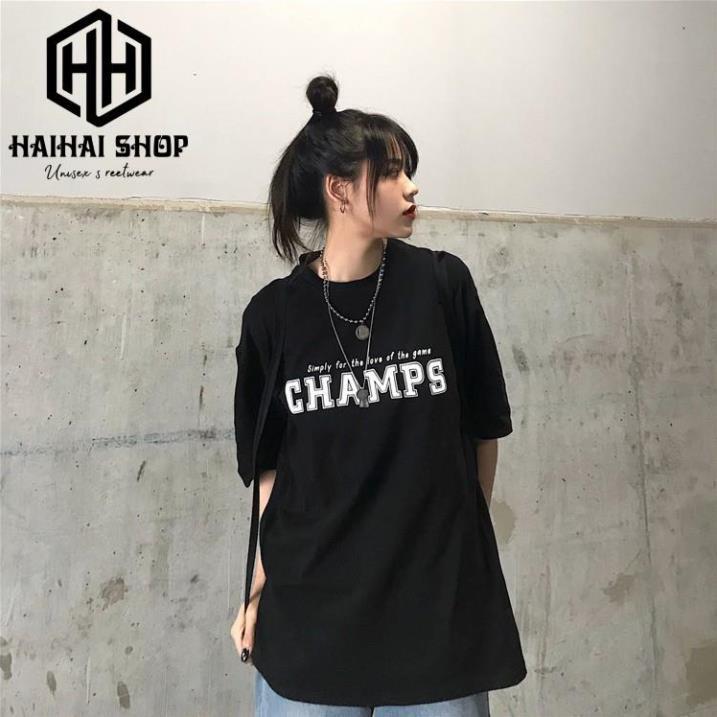 Áo Thun Nam Nữ Phom Rộng Tay Lỡ In Hình CHAMPS Full HD, Vải Cotton 75% Dày Mềm Mịn Đẹp KIS OFFICIAL