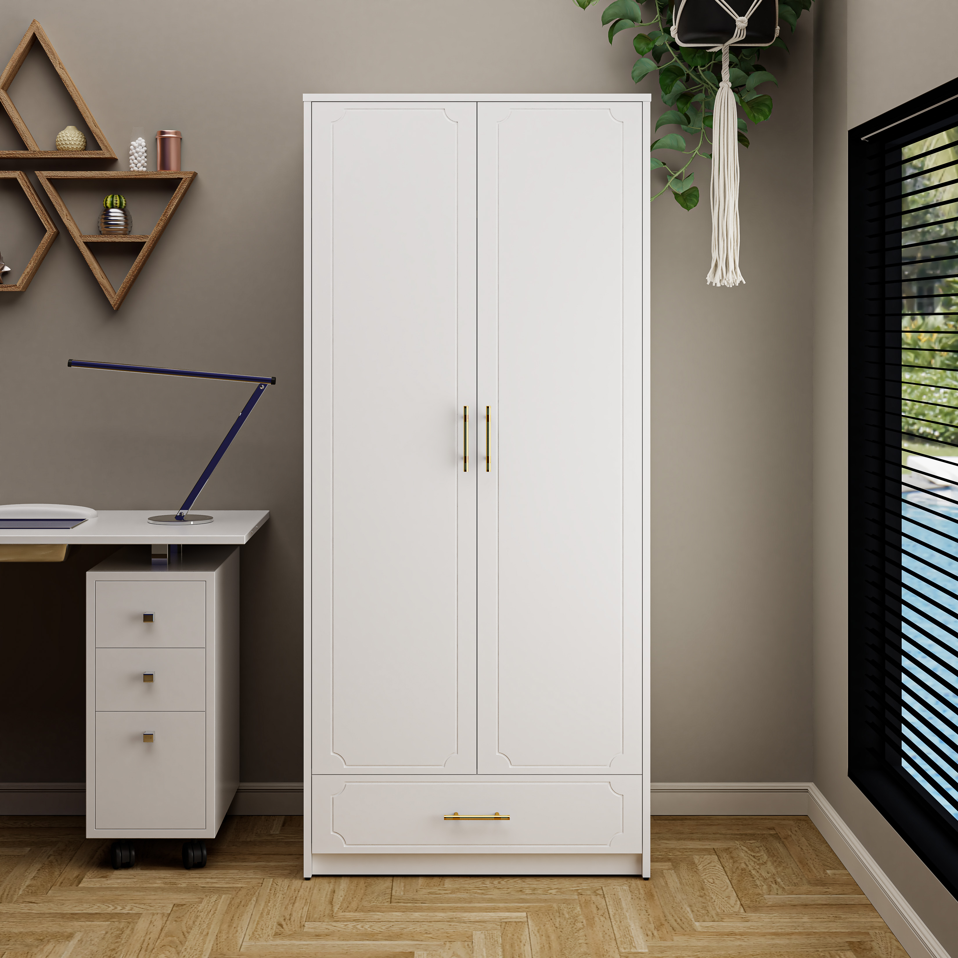 [Happy Home Furniture] NERIS, Tủ quần áo 2 cửa mở - 1 ngăn kéo, 80cm x 54cm x 180cm ( DxRxC), TCM_149