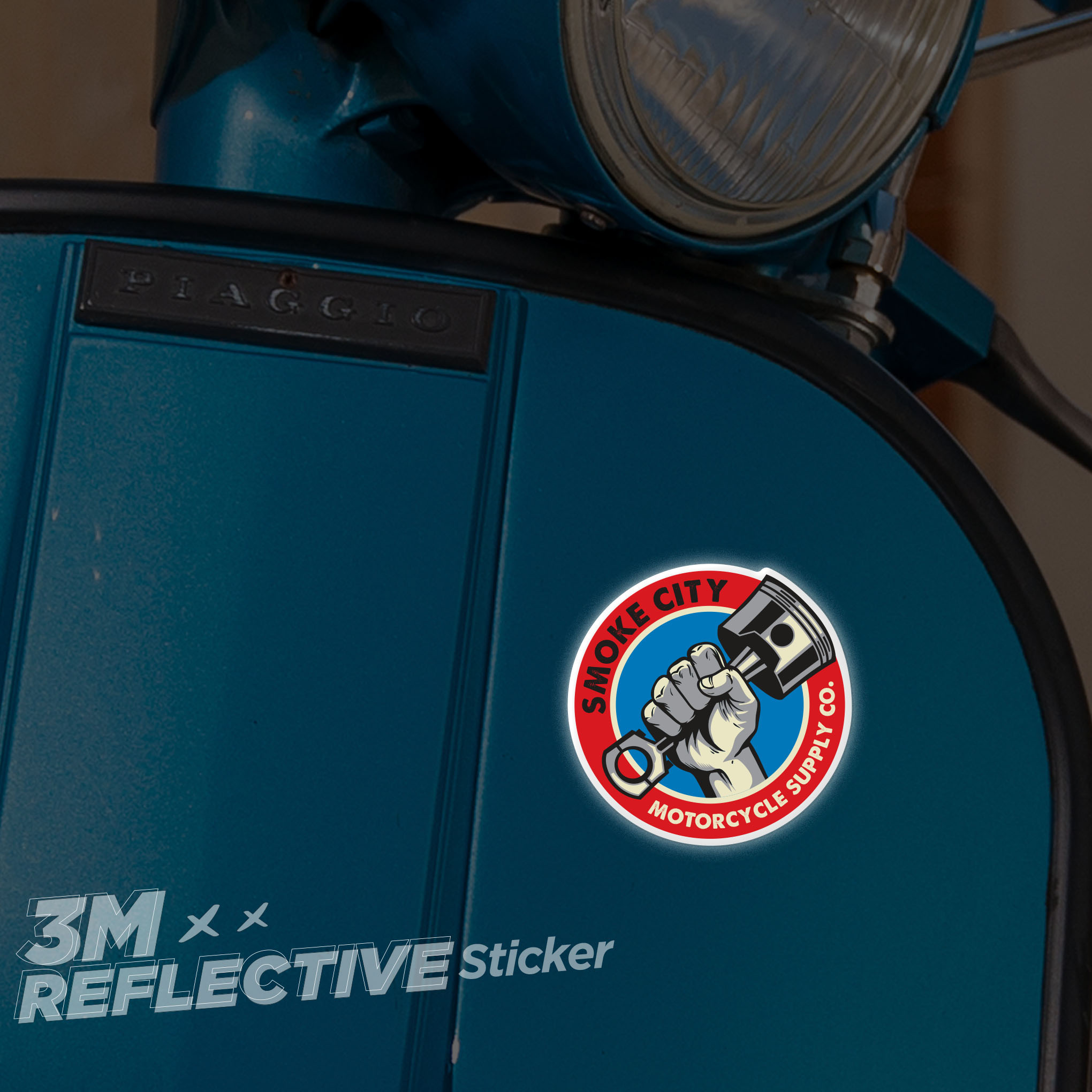 SMOKE CITY MOTORCYCLE LOGO 3M - Reflective Sticker Die-cut Hình dán phản quang STICKER FACTORY