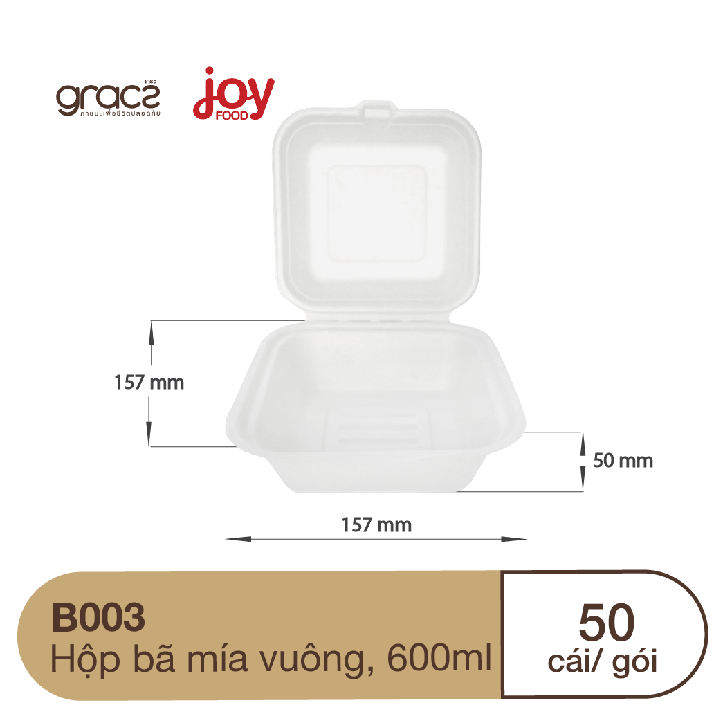 50 hộp bã mía Gracz hình vuông 17.5x17.5x50 cm