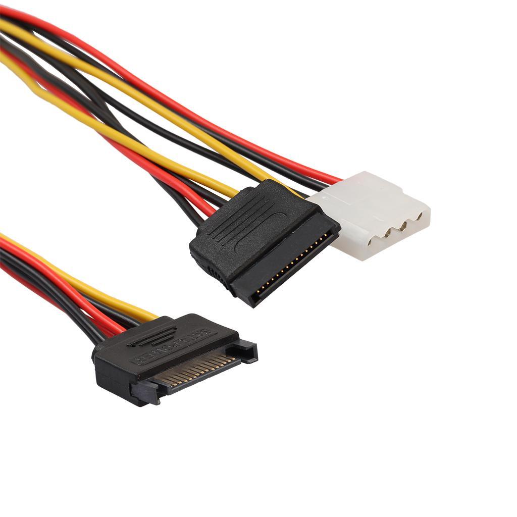 2 Pieces 15-Pin Serial SATA Male to 15-pin Female and 4-pin LP4 Female Reverse Power Adapter Cable For IDE Hard Drive