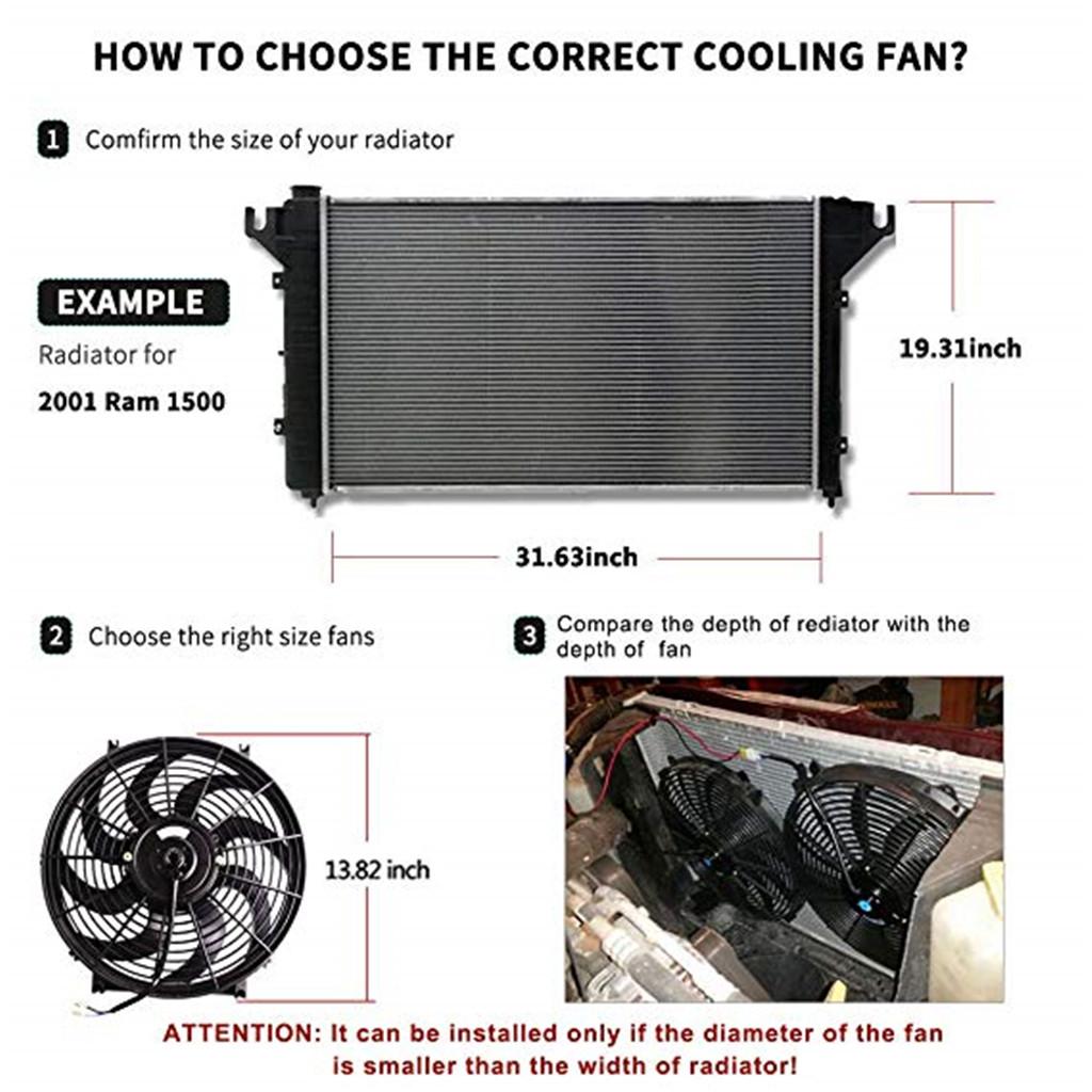 Universal 14" Curved Electric Engine Radiator Cooling Fan with Mounting Kits