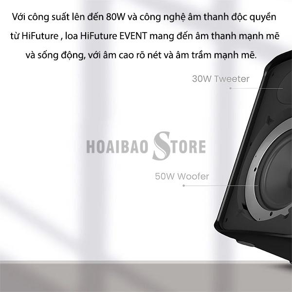 Loa Di Động HiFuture EVENT 80W hát Karaoke mạnh mẽ (Active and Vocal enable) khả năng di động - Hàng Chính Hãng