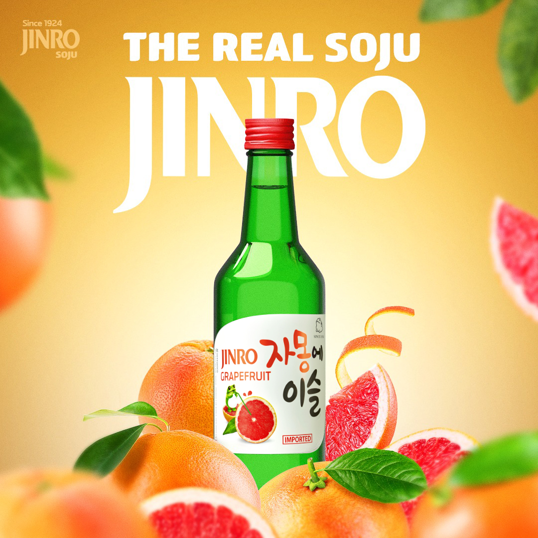 Soju Hàn Quốc JINRO VỊ BƯỞI 360ml - Combo 6 chai
