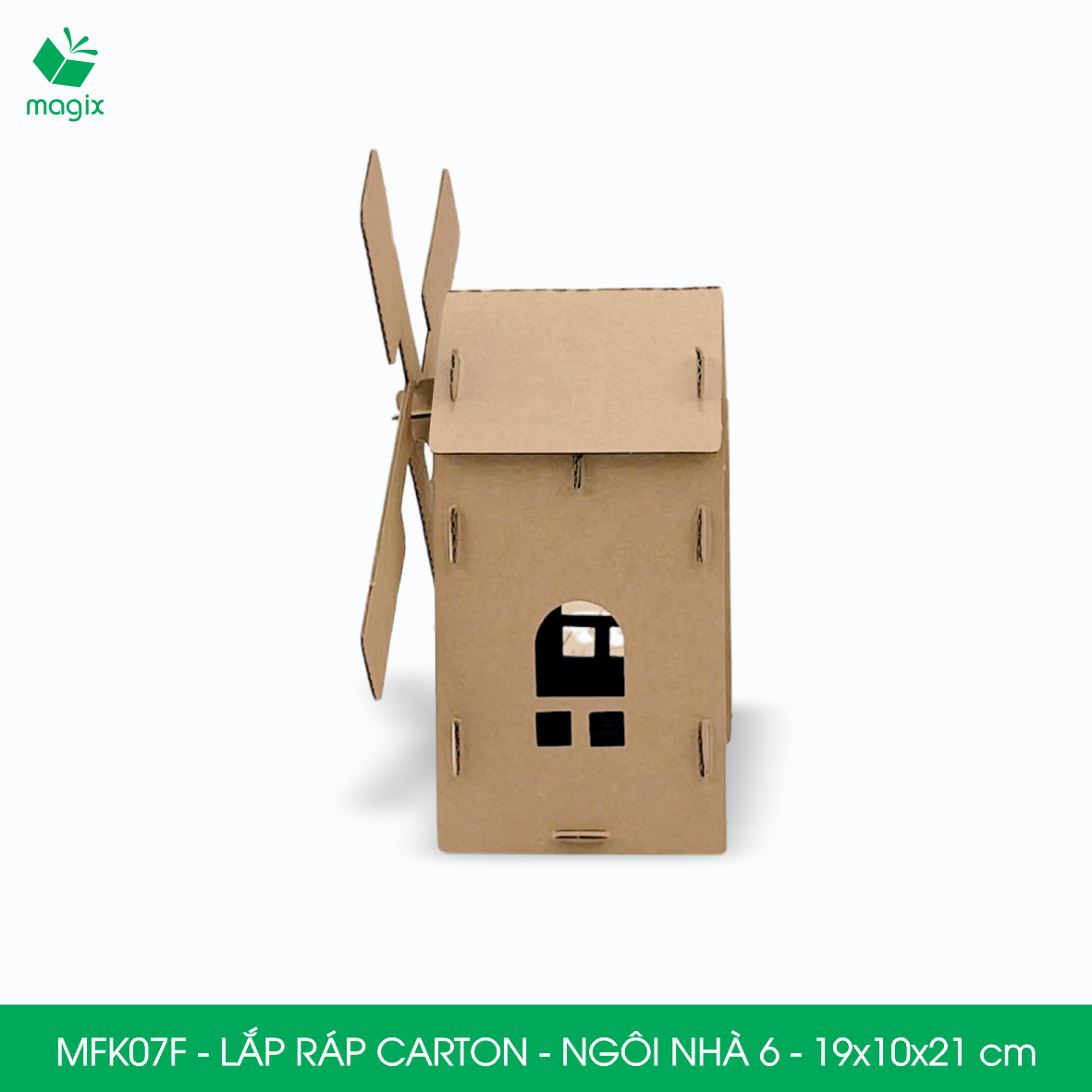 MFK07F - 19x10x21 cm - Mô hình ngôi nhà lắp ráp từ bìa carton cao cấp, nhà giấy carton mini sáng tạo