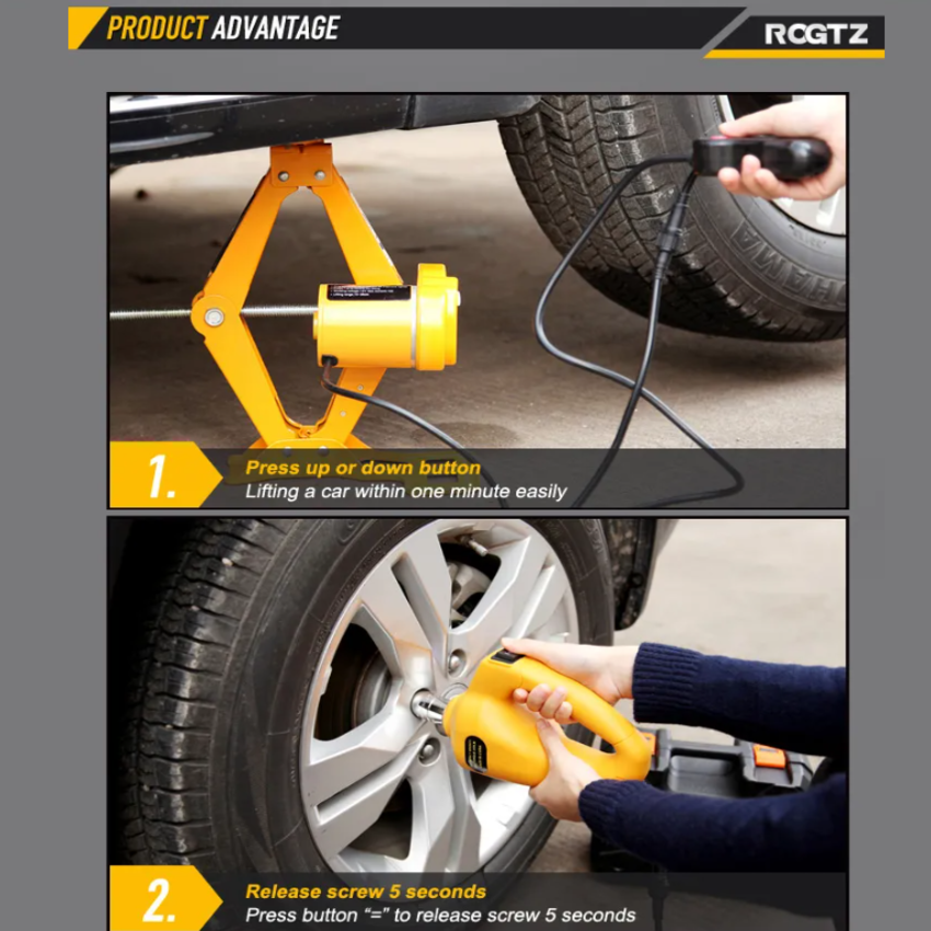 Bộ nâng kích gầm điện ô tô nhãn hiệu ROGTZ TY-EJ02, 2 tấn, 12V - HÀNG NHẬP KHẨU