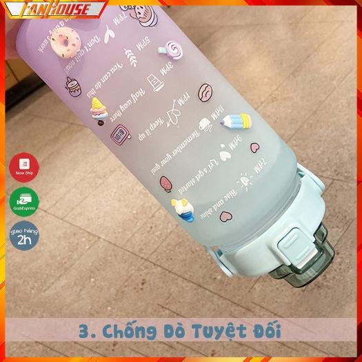 Bình Đựng Nước 2L Dễ Thương Có Vạch Báo Giờ Uống Nước