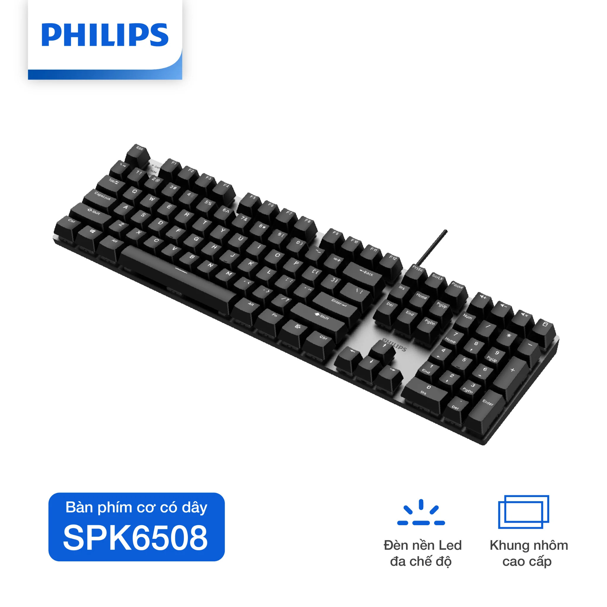 Bàn phím cơ có dây Philips SPK6508 - Hàng Chính Hãng