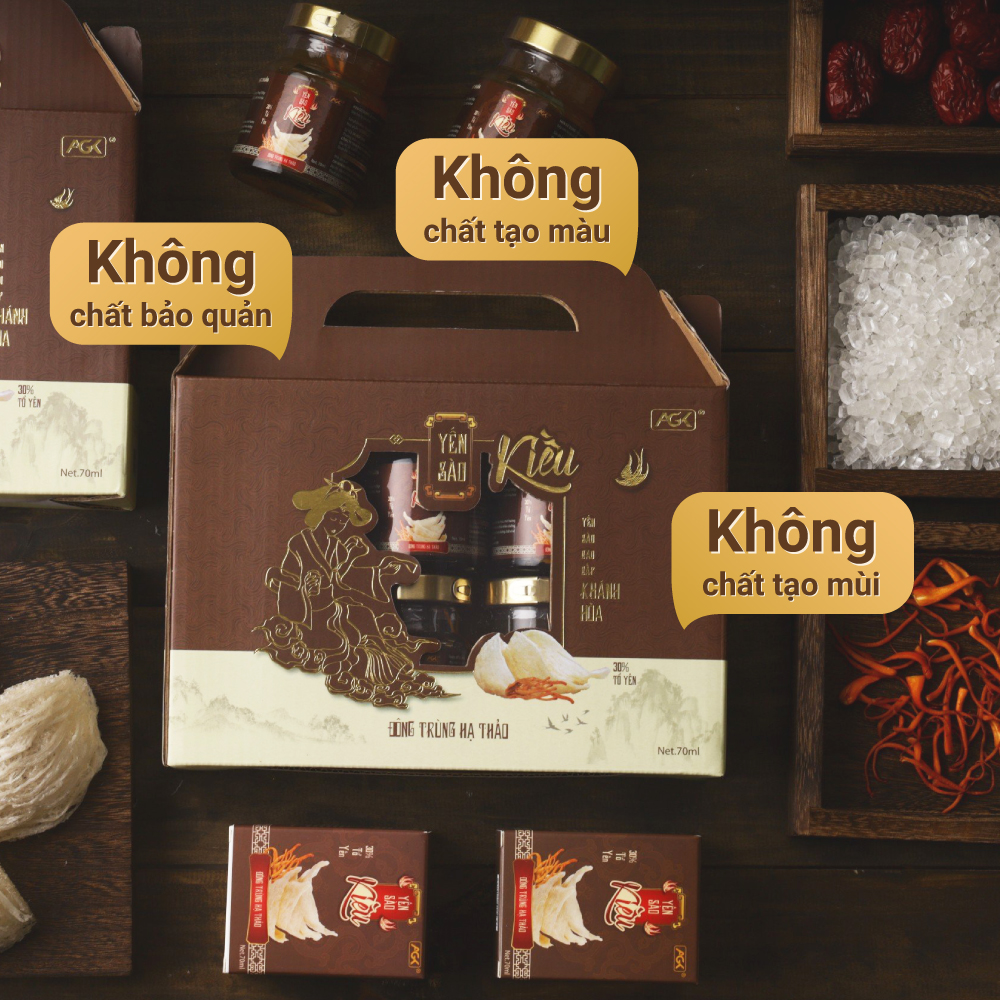 Yến Kiều - Yến chưng đông trùng hạ thảo - Thành phần yến 30% - hỗ trợ bồi bổ cơ thể, tăng cường sức khỏe (Hộp 6 hũ)