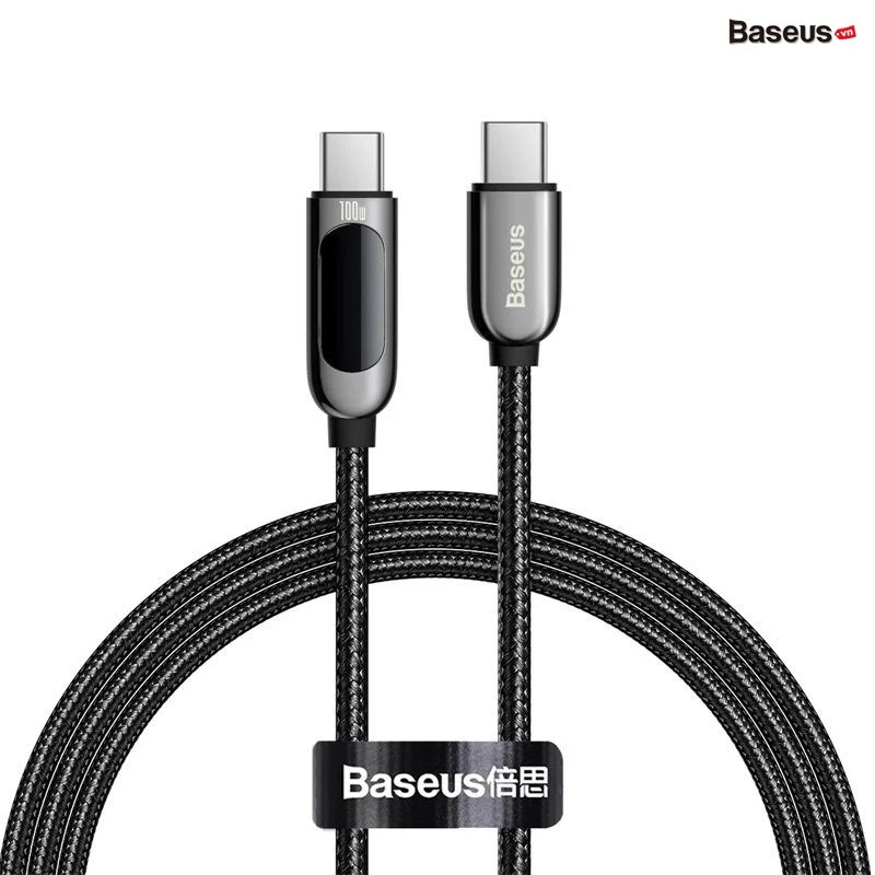 Cáp sạc nhanh C to C 100W Baseus Display Fast Charging Data Cable - hàng nhập khẩu