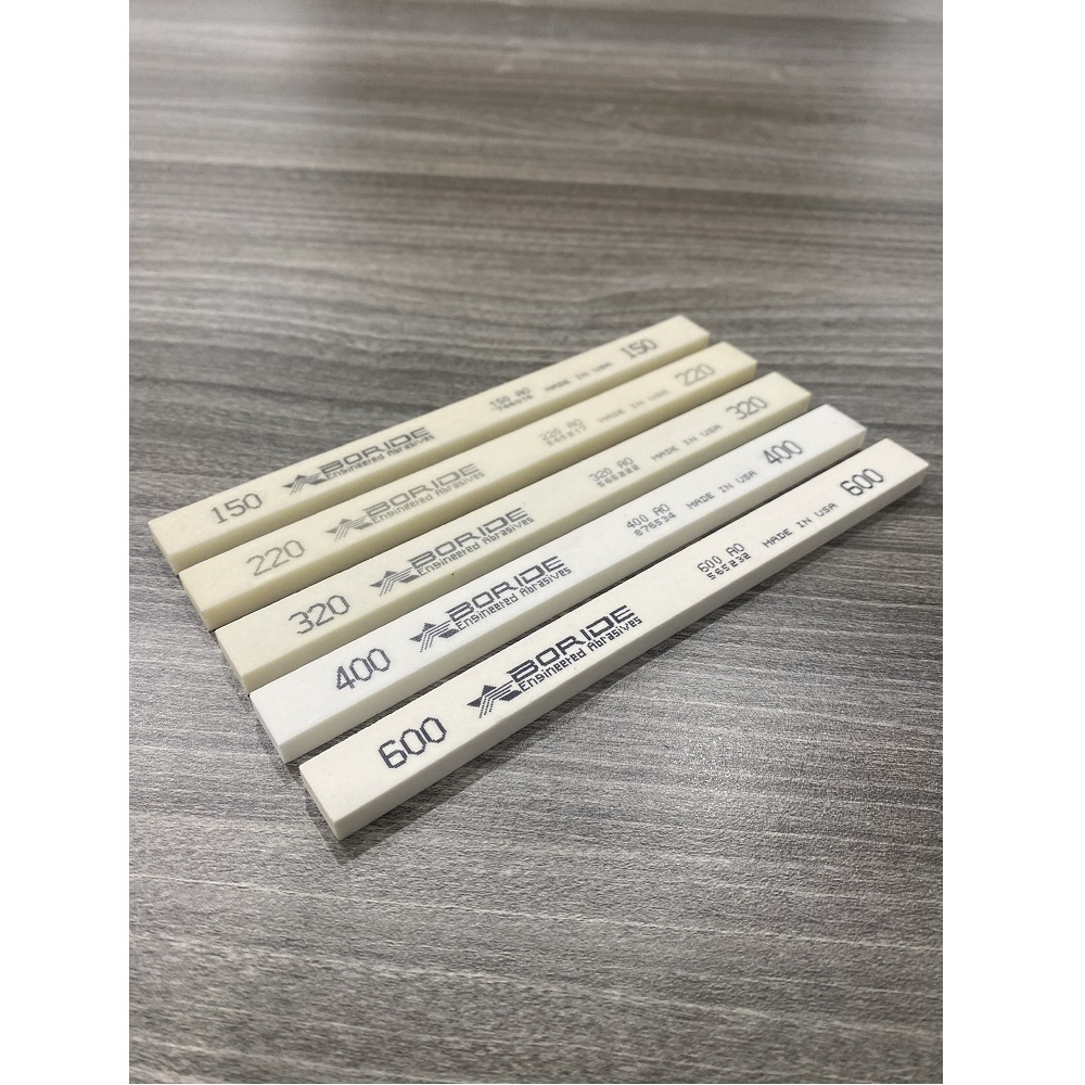 Combo 5pcs Đá đánh bóng Boride AO kích thước 1/4  X 1/2  X 6 (Gồm 5 grit: 150, 220, 320, 400, 600)