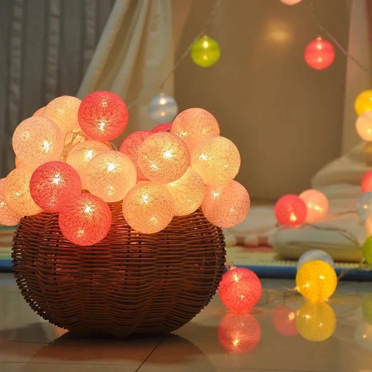 Bộ đèn led 20 bóng cầu mây Thái trang trí giáng sinh lung linh