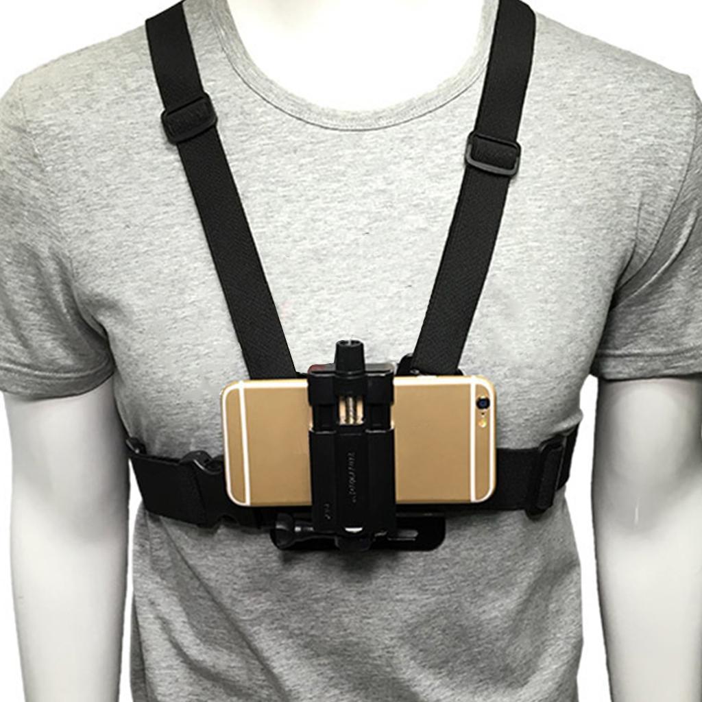 Chest Mount Harness Strap Holder with Phone Clip for Mobile Phones