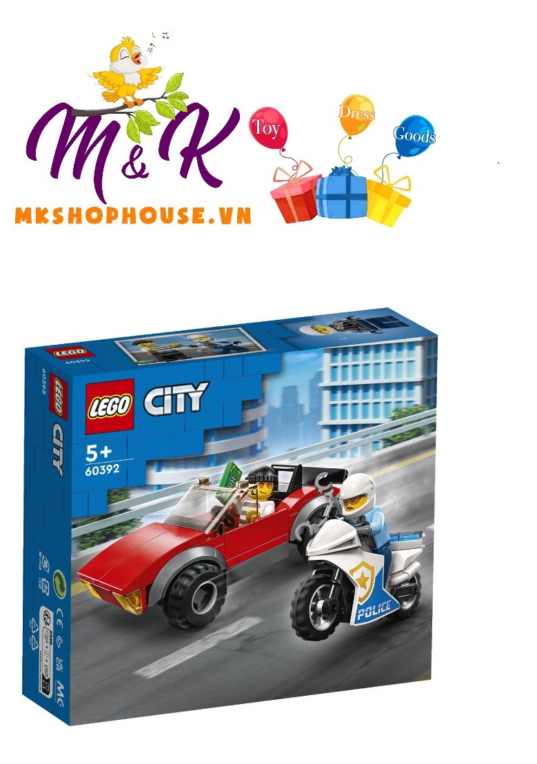 LEGO City 60392 Mô Tô Cảnh Sát Truy Đuổi Tội Phạm
