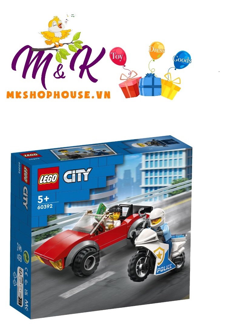 LEGO City 60392 Mô Tô Cảnh Sát Truy Đuổi Tội Phạm (59 Chi Tiết)