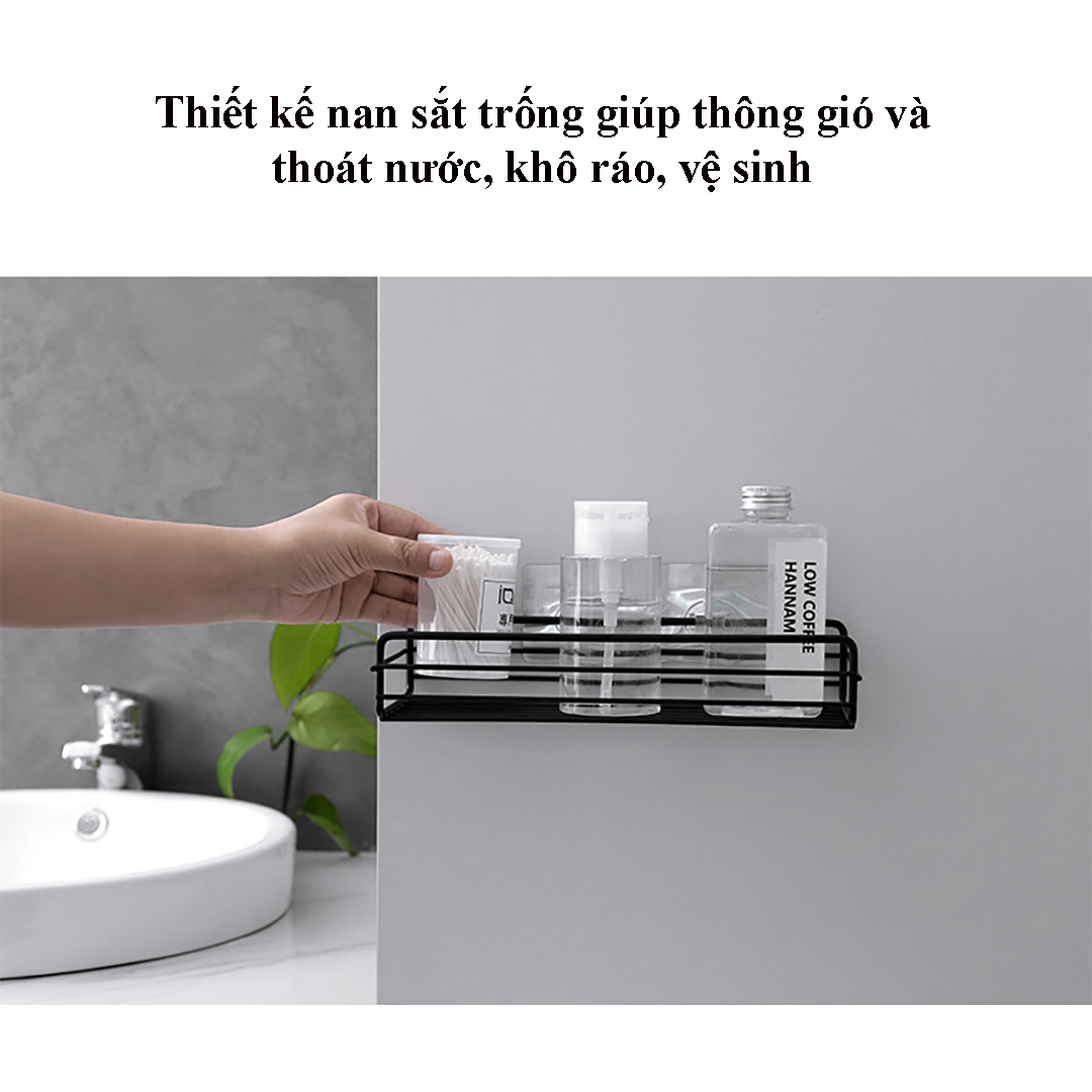 Bộ 2 kệ nhà tắm 2530 bằng sắt dán tường để đồ đa năng cực chắc