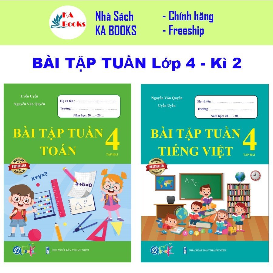 Combo Bài Tập Tuần Toán và Tiếng Việt 4 - Tập Hai (2 cuốn)