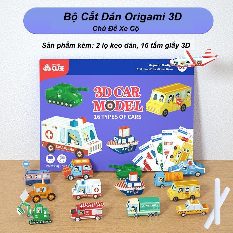 BỘ GẤP HÌNH 3D - ORIGAMI CHO BÉ - KHÔNG DÙNG KÉO