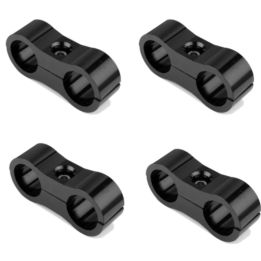 10 Pieces AN6 AN-6 13.4mm Braided Hose Separator Dual Mount Clamp Black