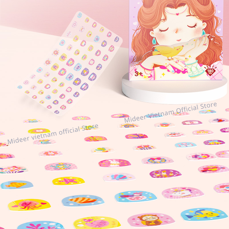 Sticker dán móng tay cho bé Mideer Nail stickers Mideer 2 mẫu miếng dán móng tay giả cho bé gái