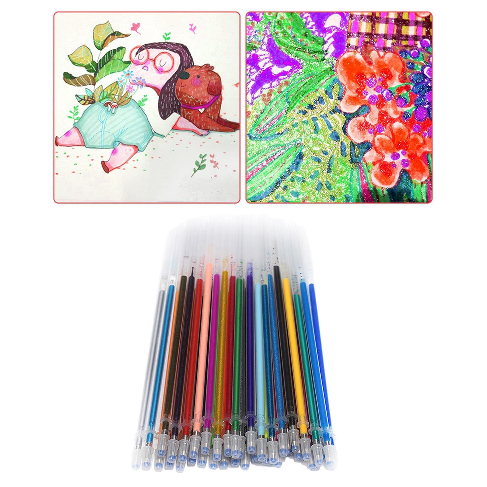 Neon Gel Pen Refill Glitter Pen for Coloring Drawing Craft Marker;