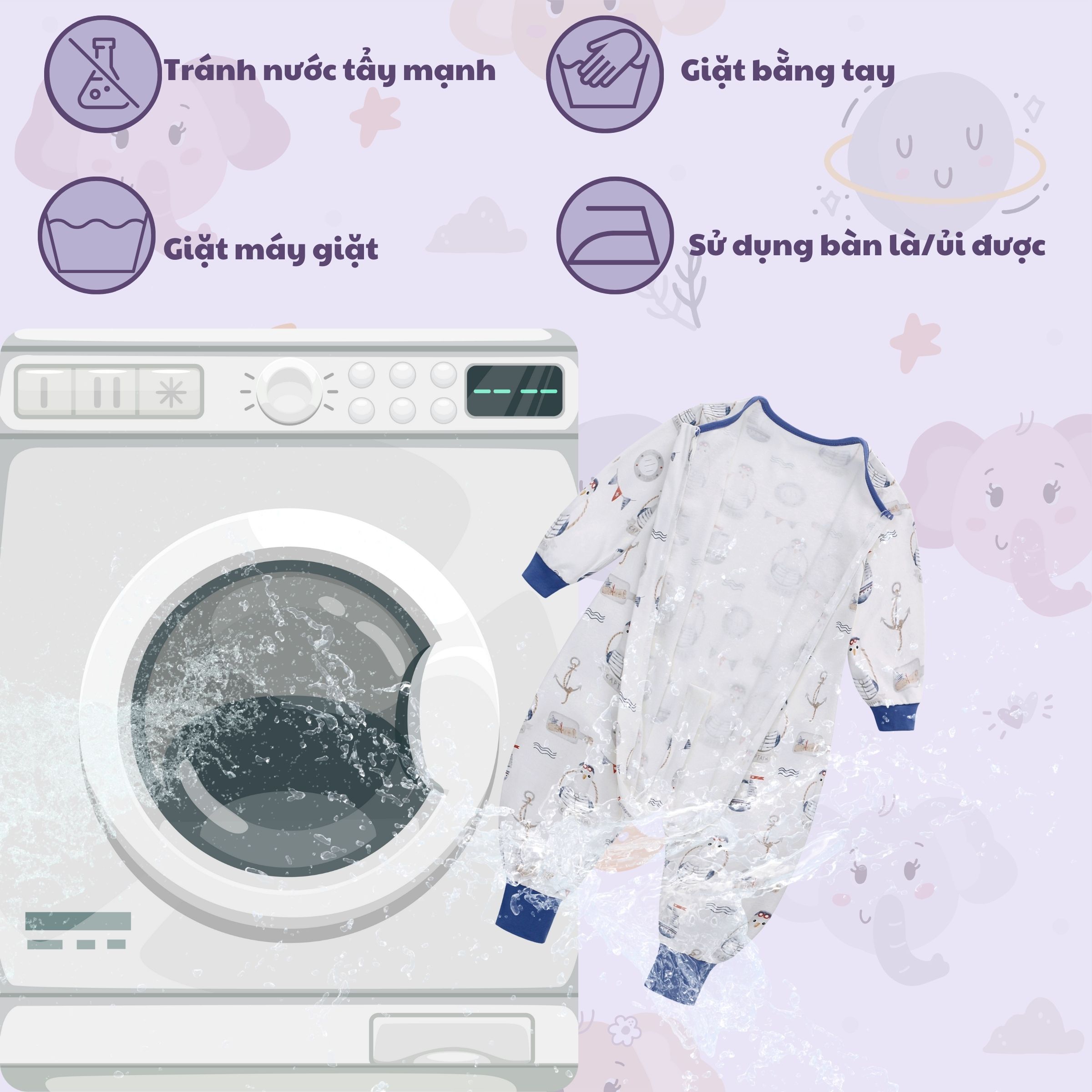 Túi ngủ quần chất liệu Cotton bản cải tiến mới co giãn tốt, thoải mái, hạn chế giật mình cho bé khi ngủ_Miracle Baby