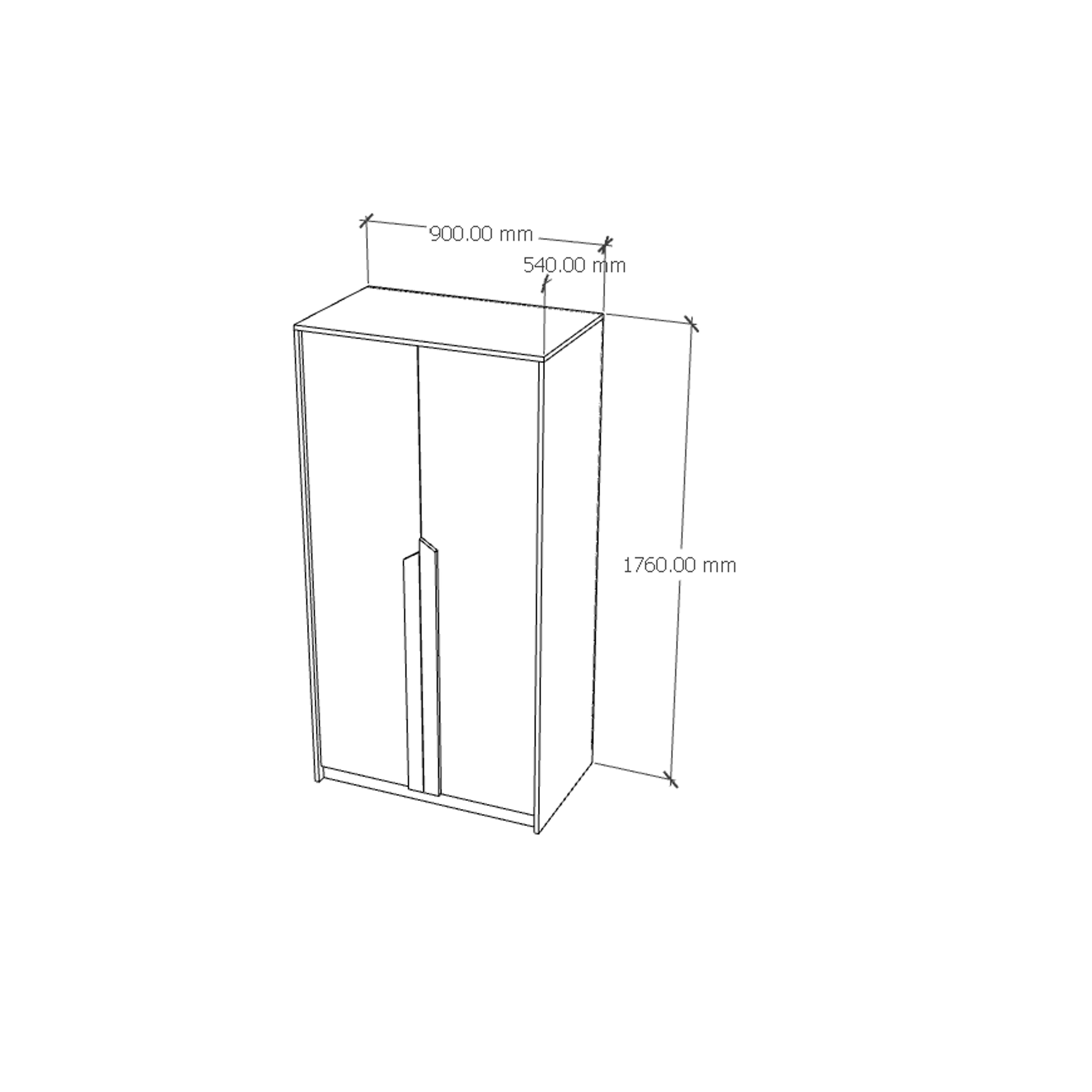[Happy Home Furniture] PONIX, Tủ quần áo 2 cánh mở, 90cm x 54cm x 176cm ( DxRxC), TCM_113