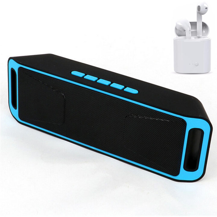 Combo Loa bluetooth mini SC - 208 + tai nghe i7s