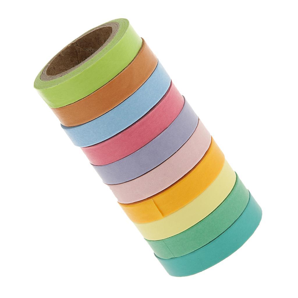 Pack of 10 Washi Rainbow Sticky Paper Masking Adhesive Tape Scrapbooking DIY
